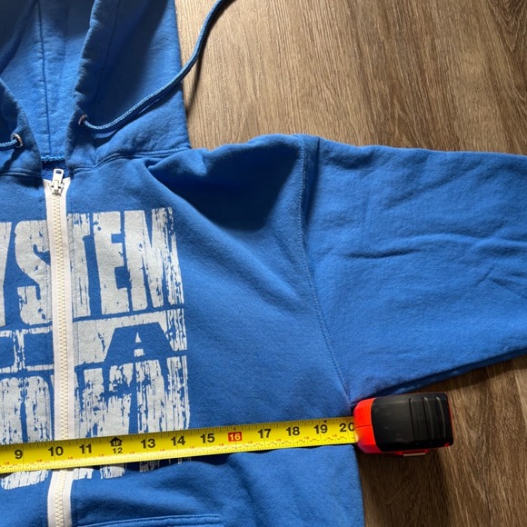 Y2K System of a Down Band Hoodie Mens Blue Full Zip Graphic Sweatshirt Logo - Picture 5 of 6